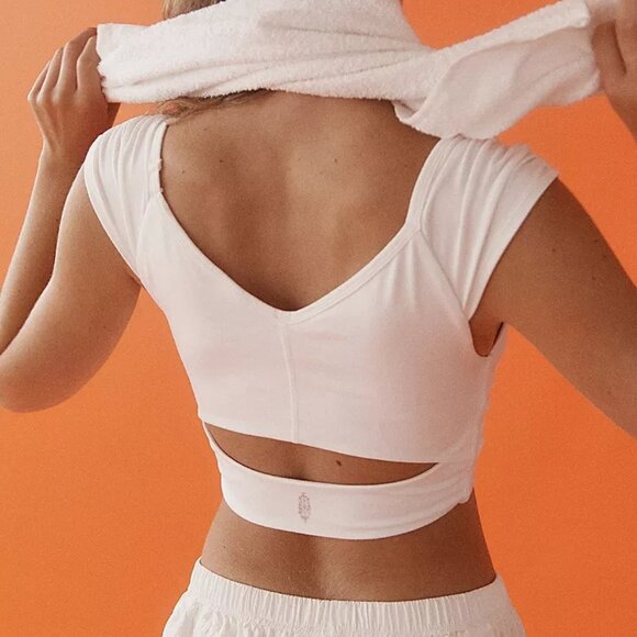NWT Free People FP Movement Breathe Deeper Crop Tank Top | White - Picture 2 of 5